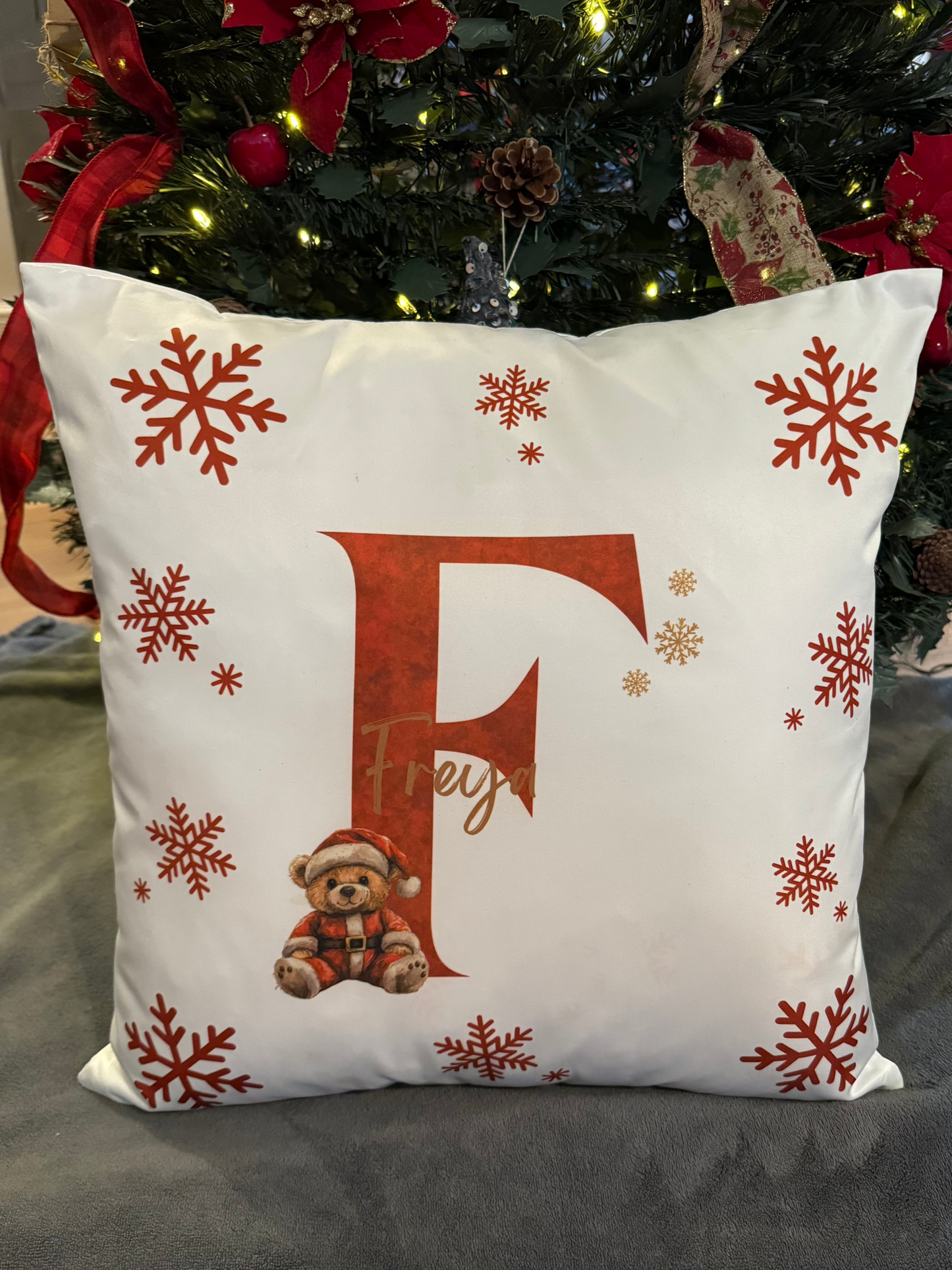 Personalised Christmas Cushion Cover - Christmas Bear Design