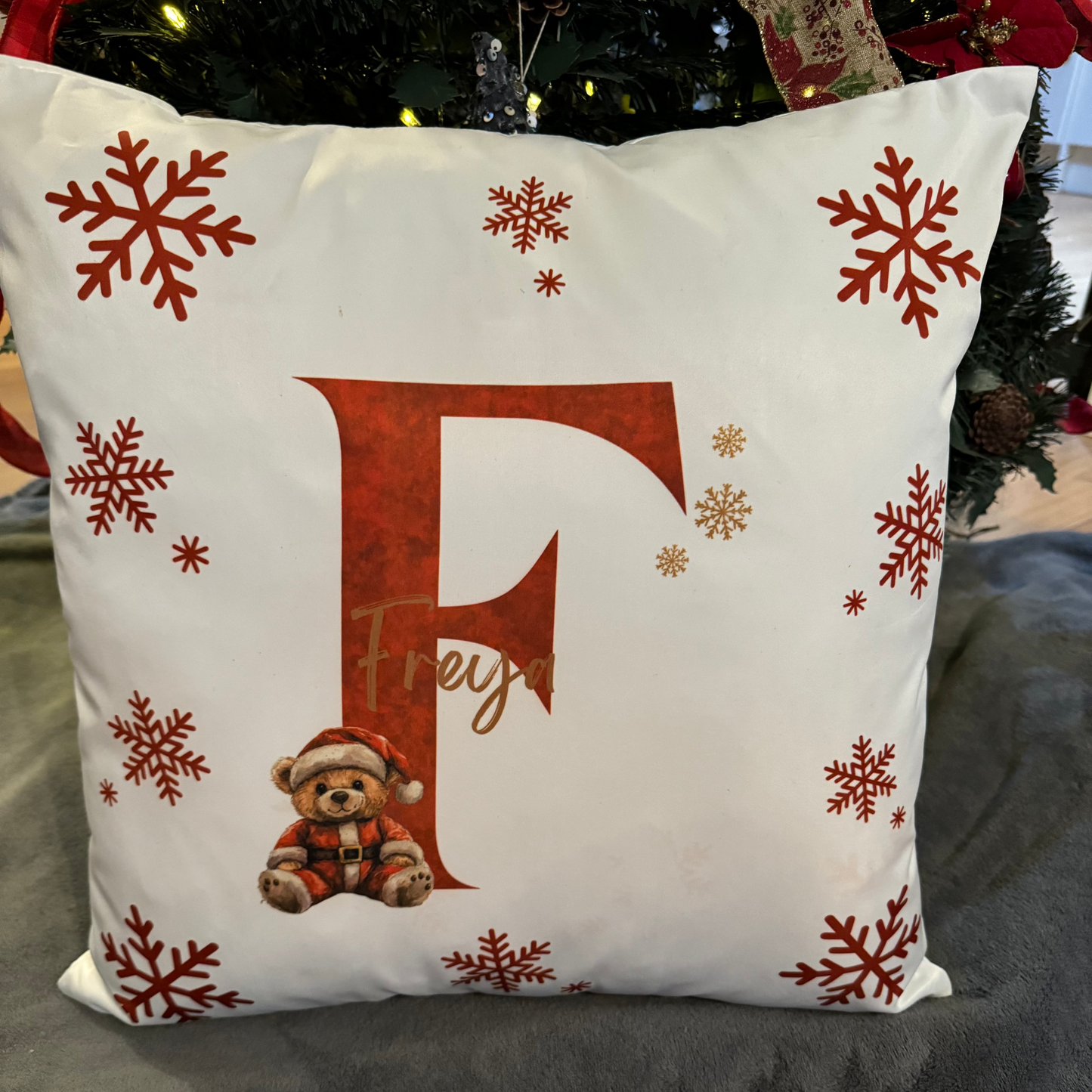 Personalised Christmas Cushion Cover - Christmas Bear Design