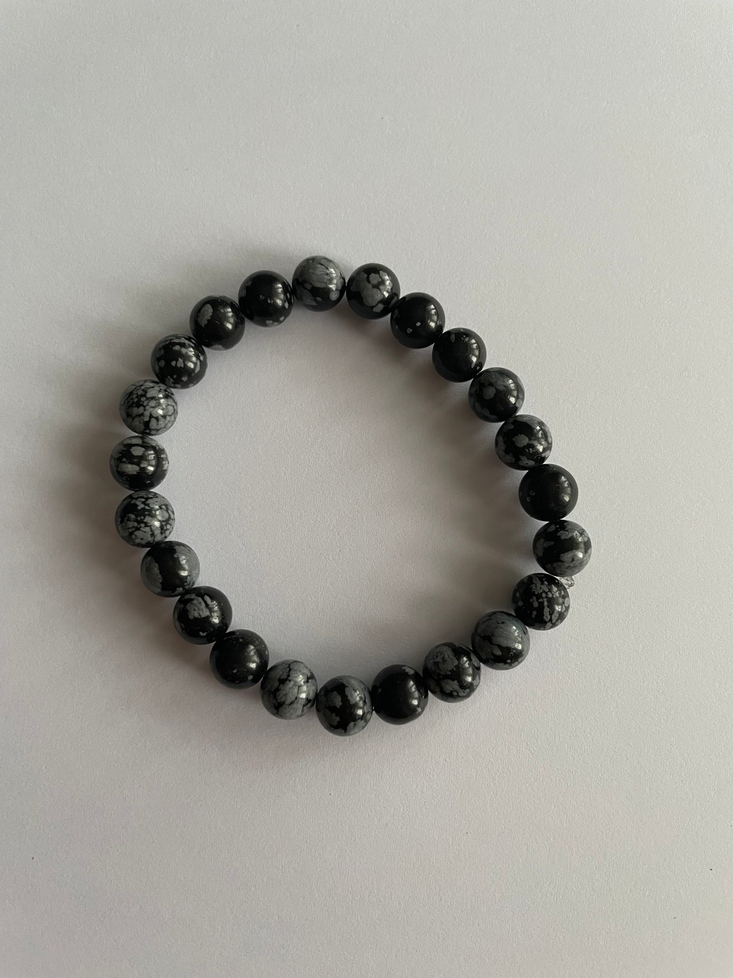 Elegant Snowflake Obsidian Beaded Bracelet - A Symbol of Balance and Beauty