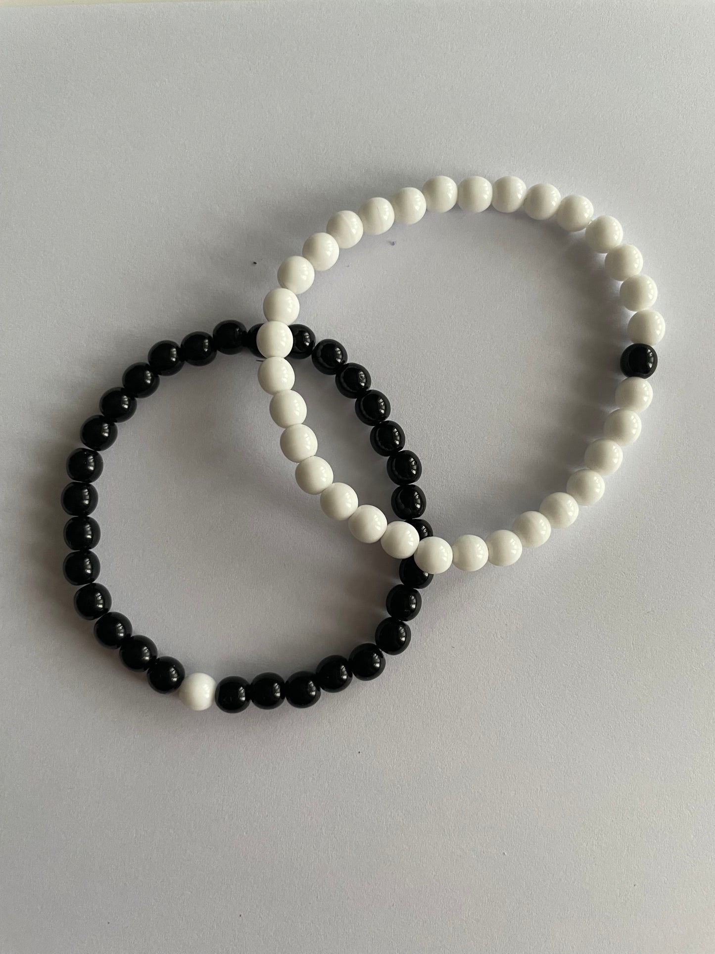 Handmade Beaded Bracelet - Black and White