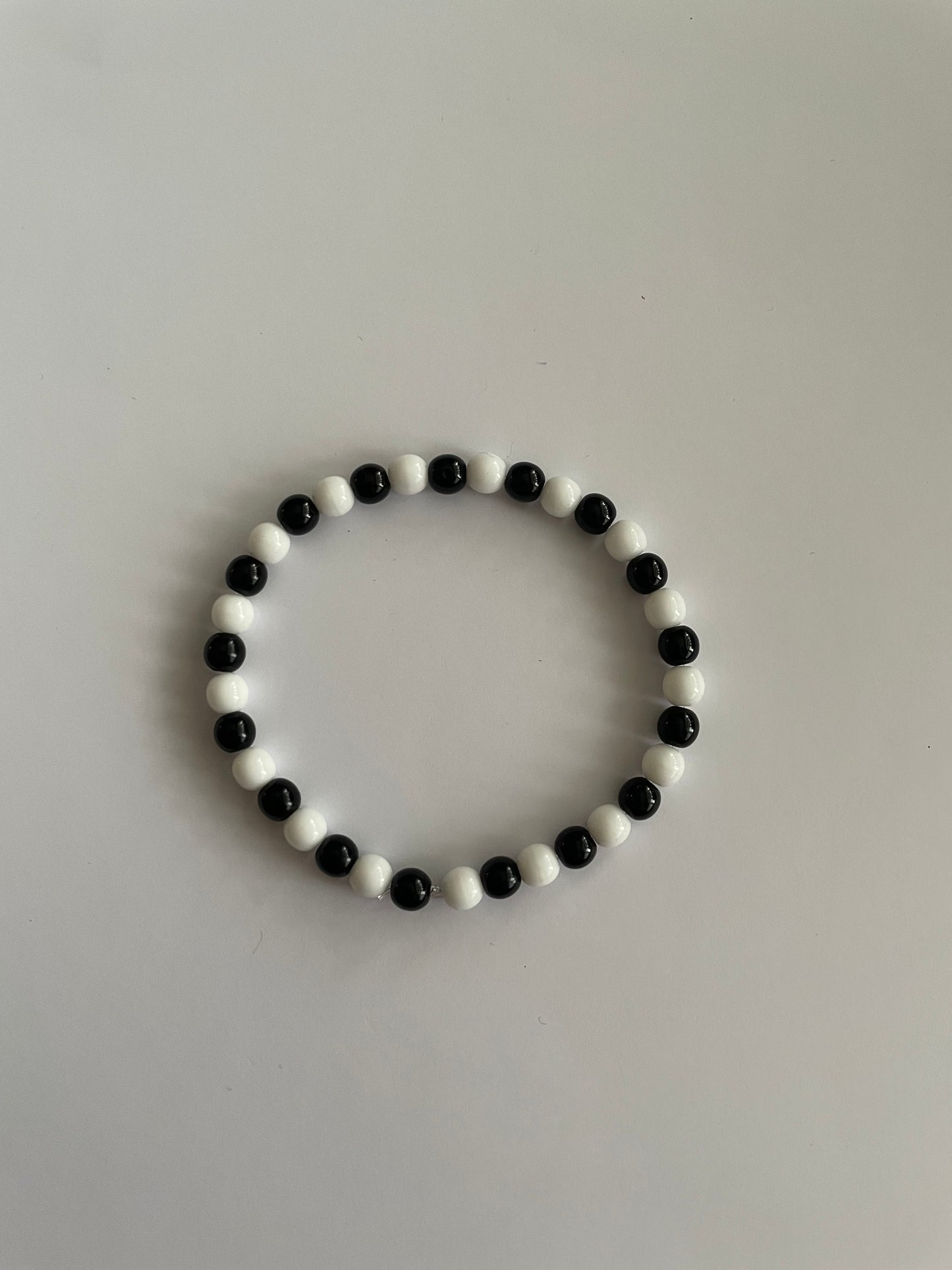Handmade Beaded Bracelet - White and Black