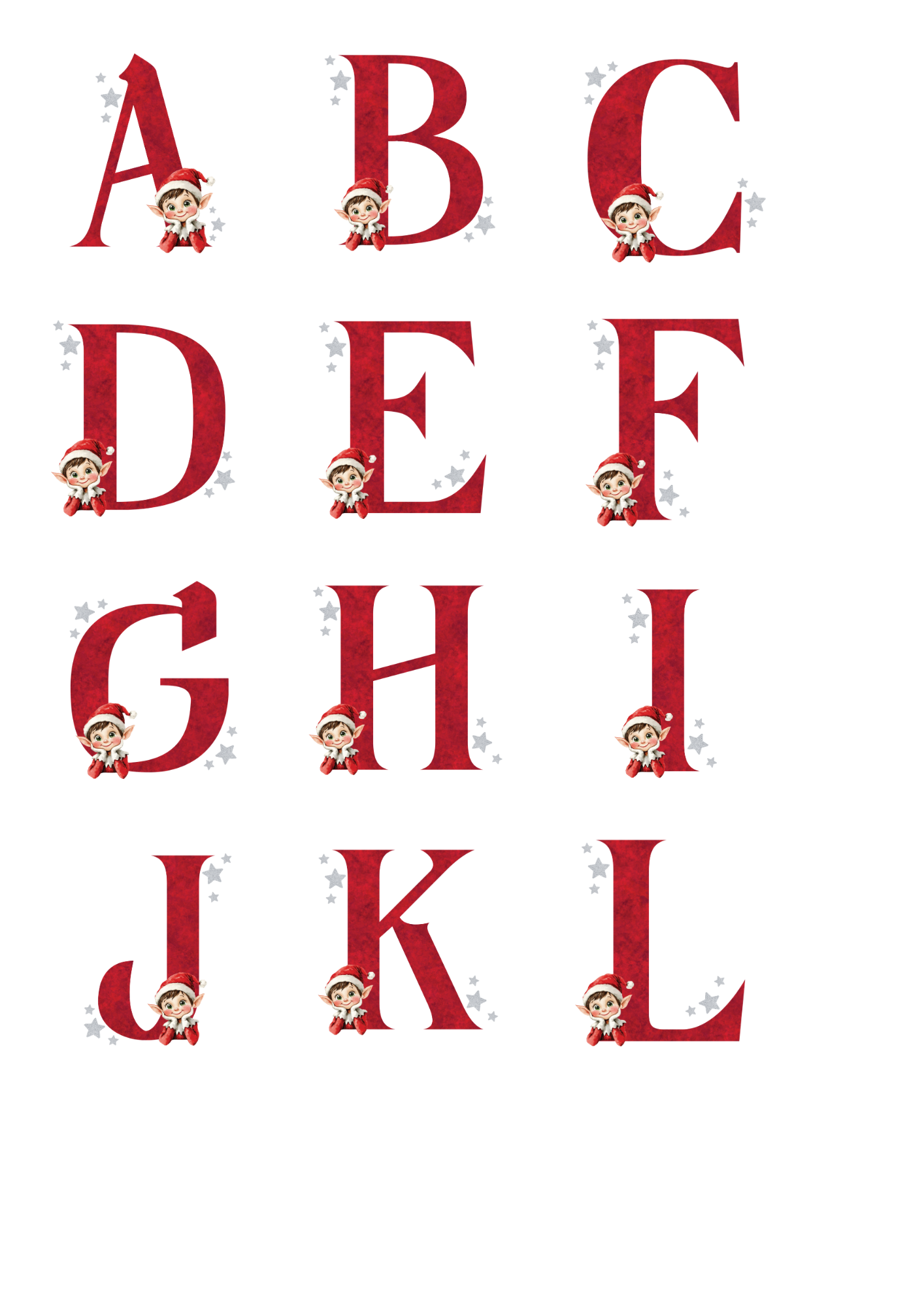 Personalised Christmas Santa Sack – Linen Drawstring Bag with Initial and Elf design