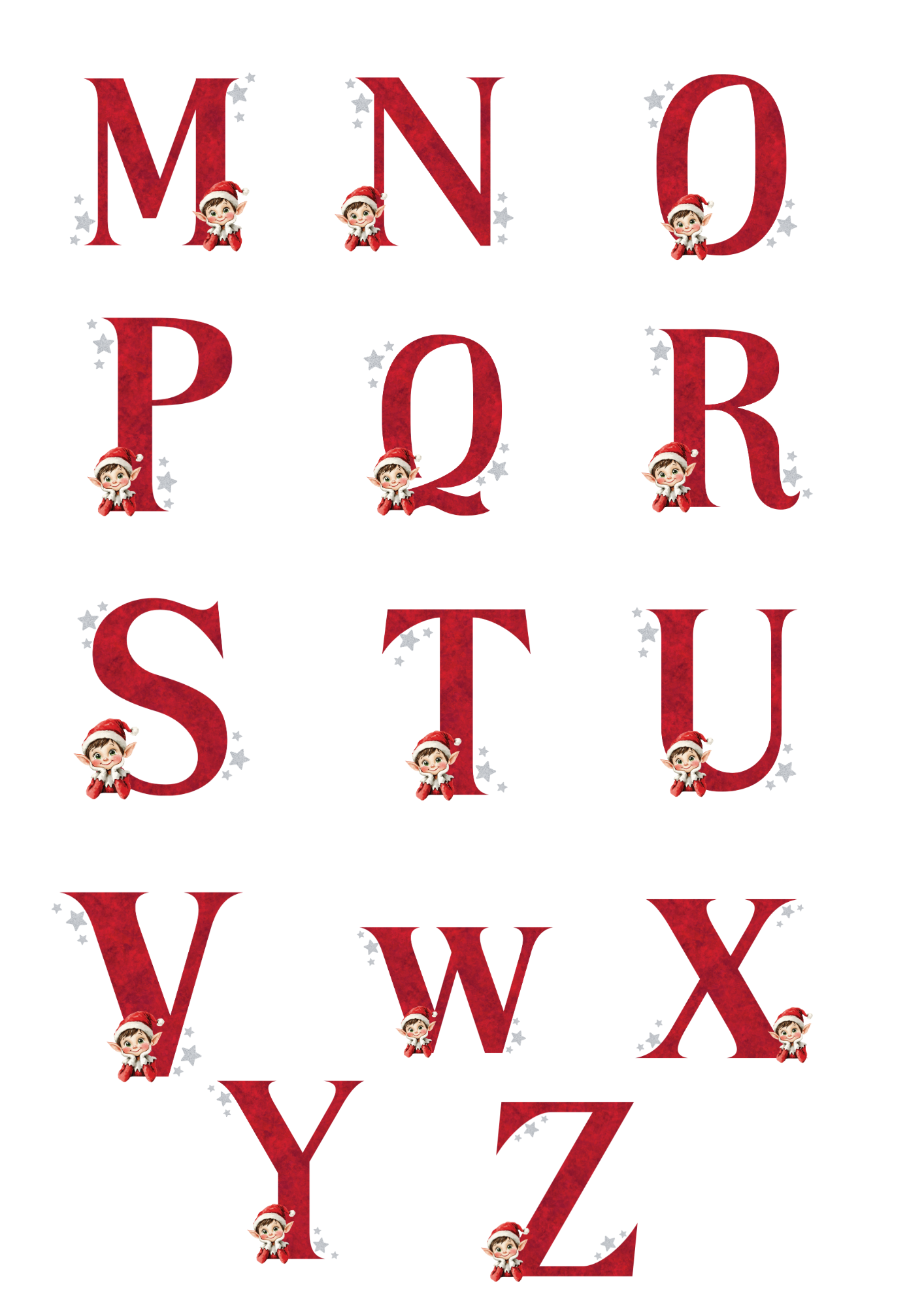 Personalised Christmas Santa Sack – Linen Drawstring Bag with Initial and Elf design