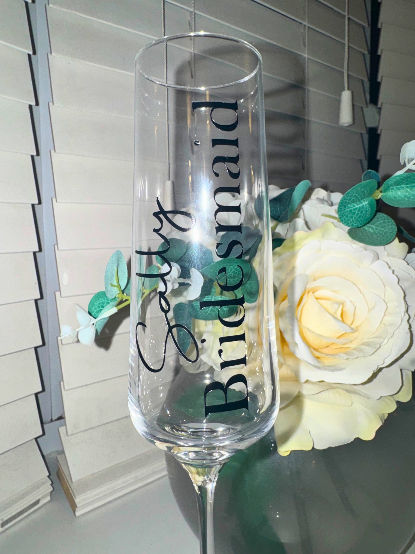 Personalised Champagne Flute, Wedding Glasses, Bridal Party, Wedding Flutes