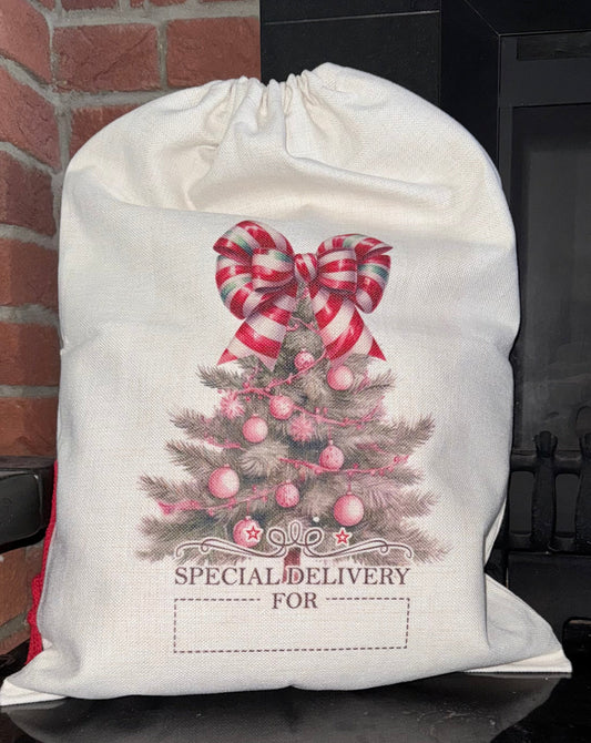 Personalised Christmas Tree Linen Sack