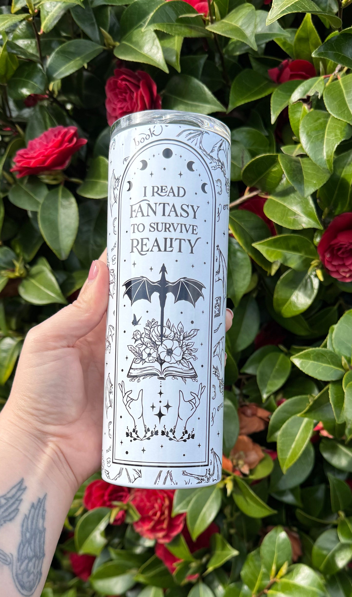 Read Fantasy to Escape Reality - Steel Tumbler with straw