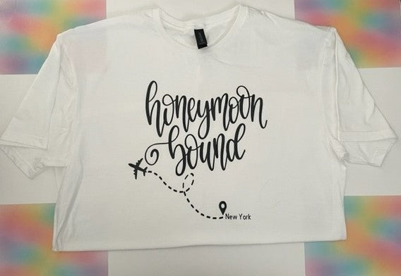 Honeymoon Couples T-shirt - Personalised Couples Honeymoon Destination T-Shirt