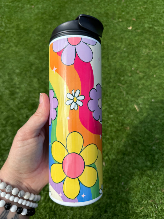 Retro Flower Stainless Steel Tumbler with Dual Lid - Oopsie Item