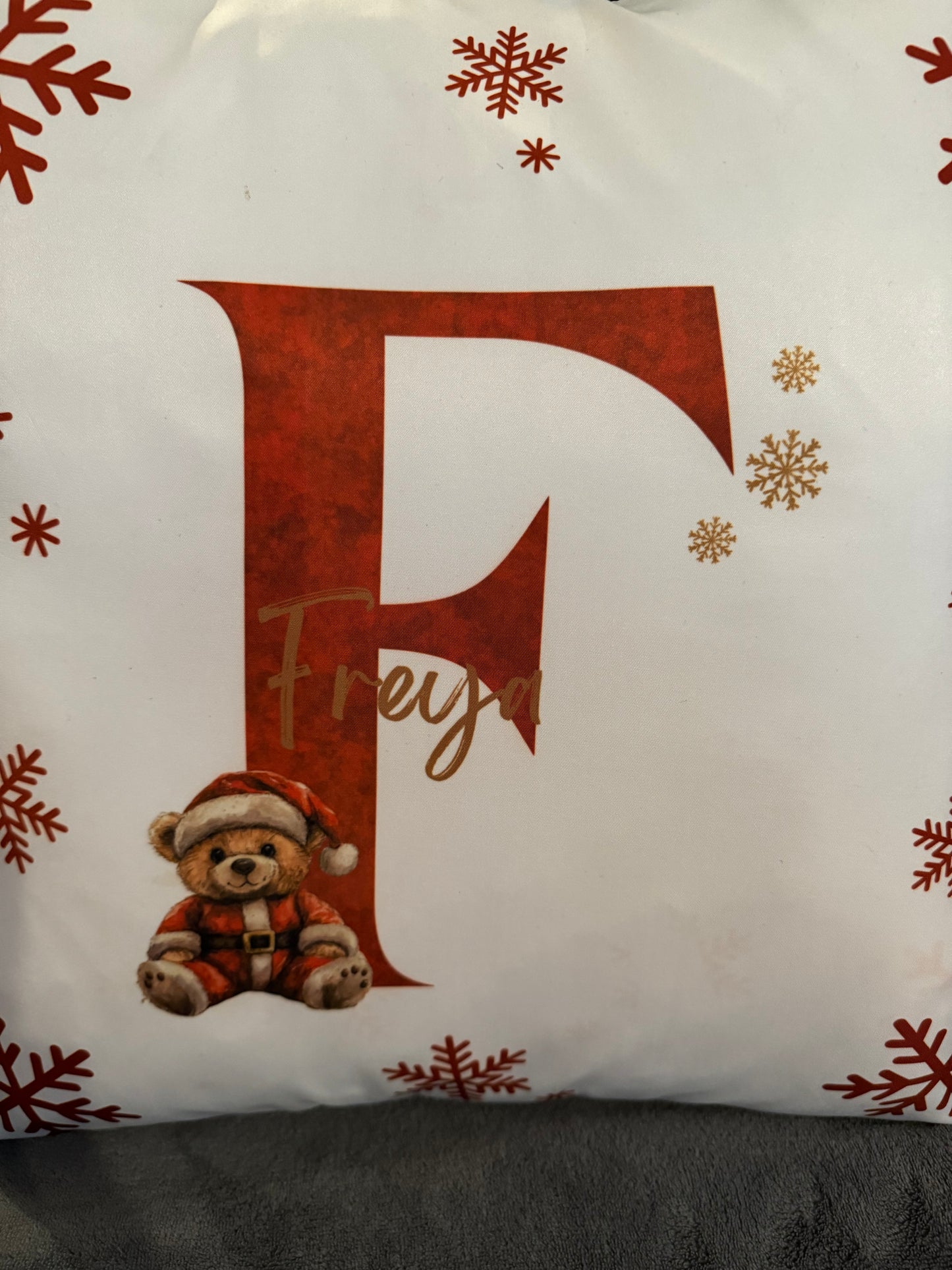 Personalised Christmas Cushion Cover - Christmas Bear Design