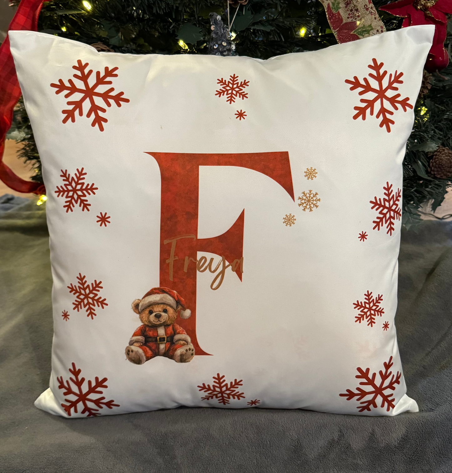 Personalised Christmas Cushion Cover - Christmas Bear Design