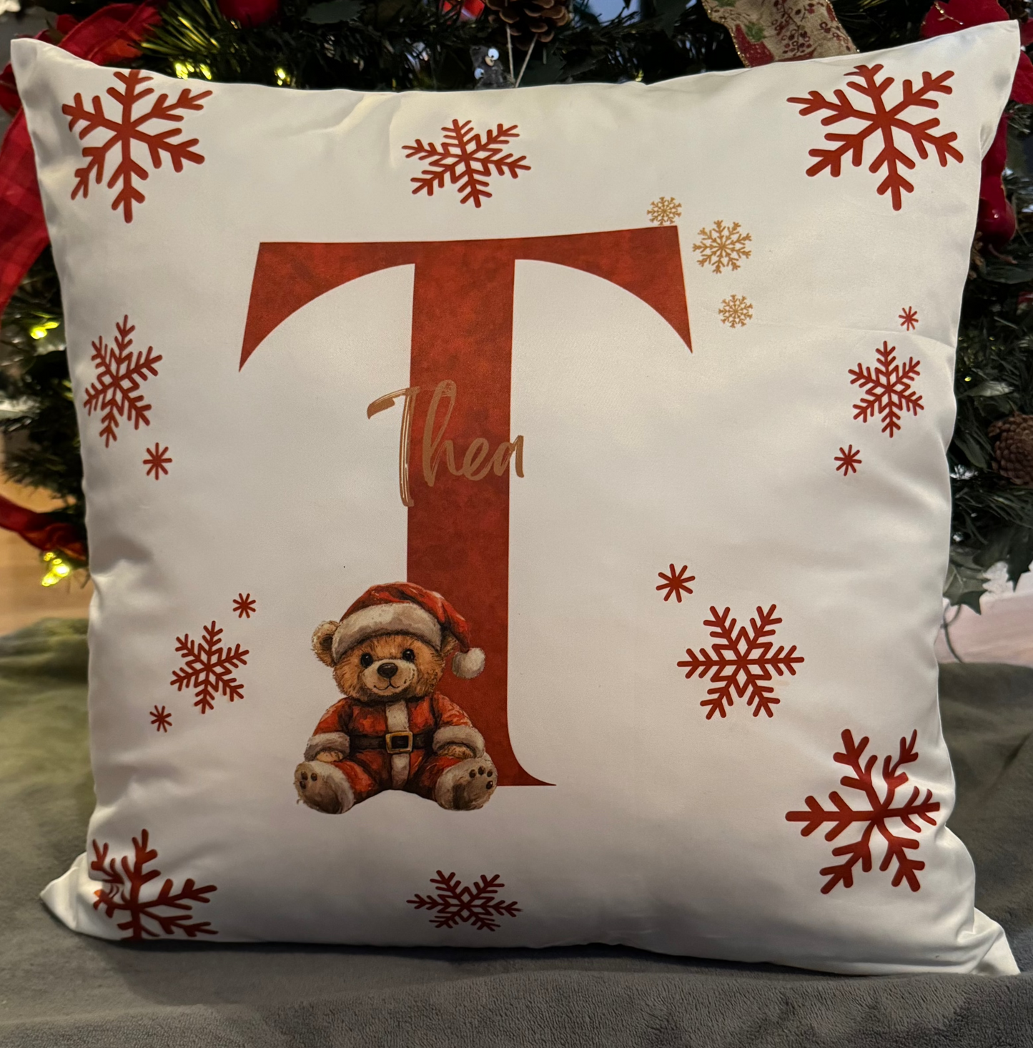 Personalised Christmas Cushion Cover - Christmas Bear Design