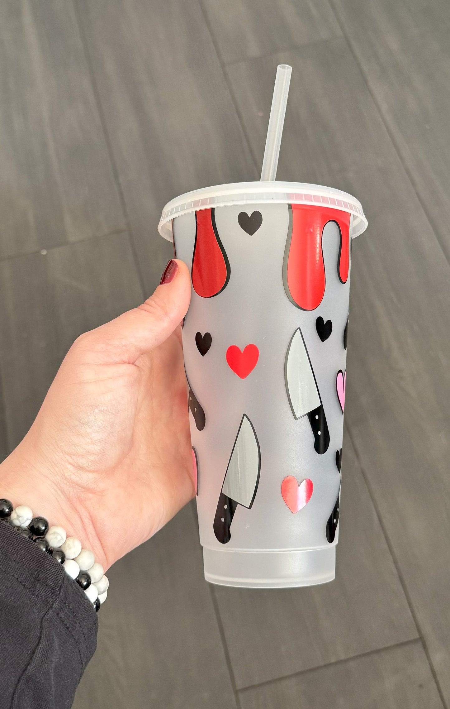 True Crime is my Valentine - cold cup with straw