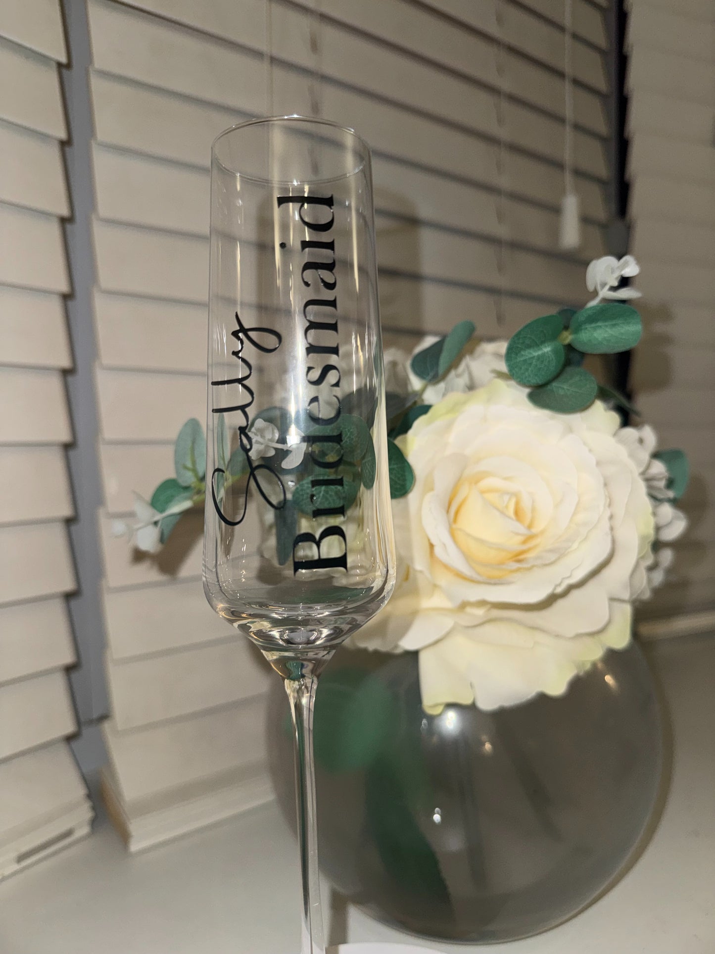 Personalised Champagne Flute, Wedding Glasses, Bridal Party, Wedding Flutes